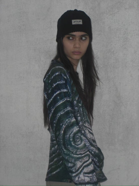 PAPER LOGO RIB BEANIE -BLACK-